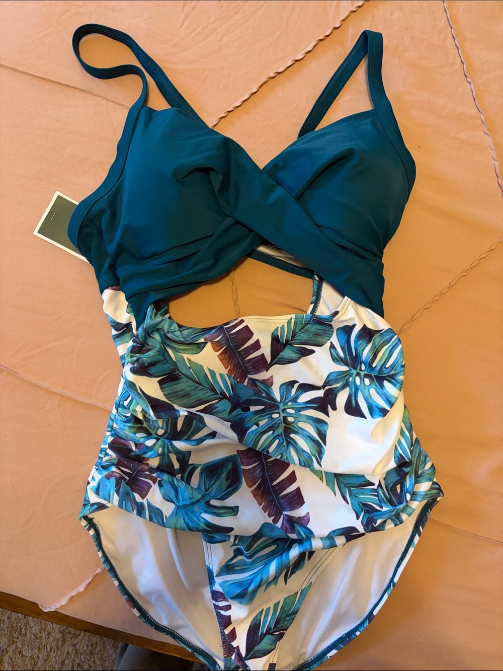 Teal & Tropical Print One-Piece Swimsuit